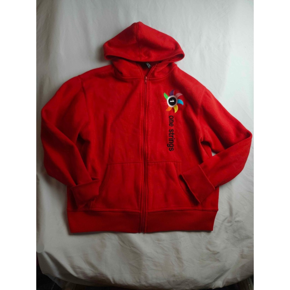 Roly Montblanc Mens Red One Strings Zip‎ Up Hoodie Sweatshirt Size S Graphic